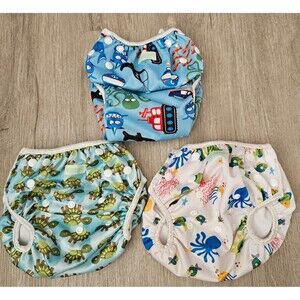 3 pair of Baby Diaper Covers ocean Size large by Wegneeco
